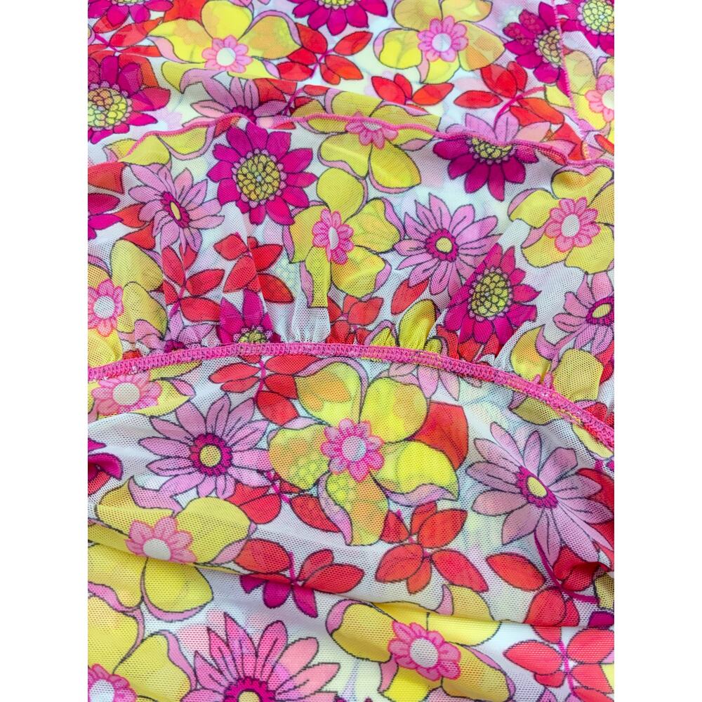 P.J. Salvage Sheer Floral Babydoll Slip Dress Women’s Large Y2K Whimsy Pink - Picture 8 of 9